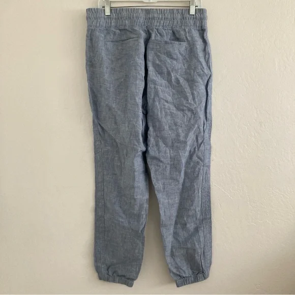 Athleta Cabo Linen Jogger Blue Beach Coastal Vacation Lagenlook Cruise Size 8 - Picture 7 of 11
